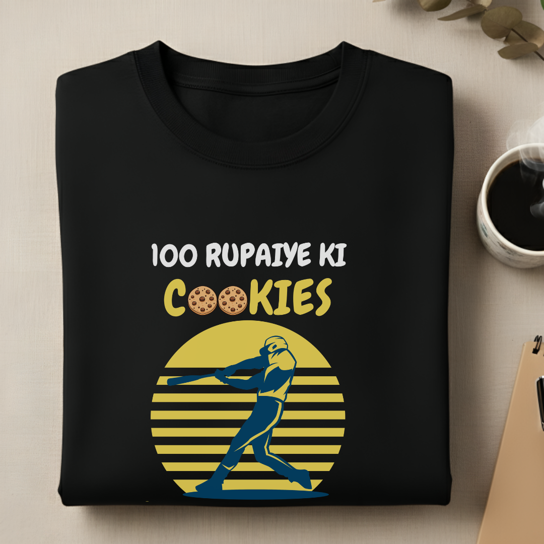 Front view of Cocoberrys Pookie edition premium cotton t-shirt for Abhishek Sharma and SRH fans, trending minimalist IPL 2026 fan gear.