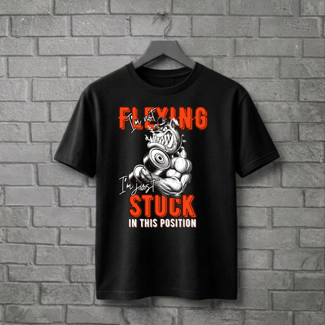 Unisex Classic Crew Tee- Funny Gym T-Shirt -FLEXING Bulldog Graphic Tee