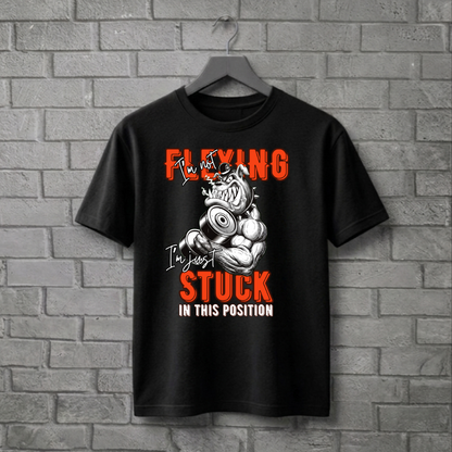 Unisex Classic Crew Tee- Funny Gym T-Shirt -FLEXING Bulldog Graphic Tee