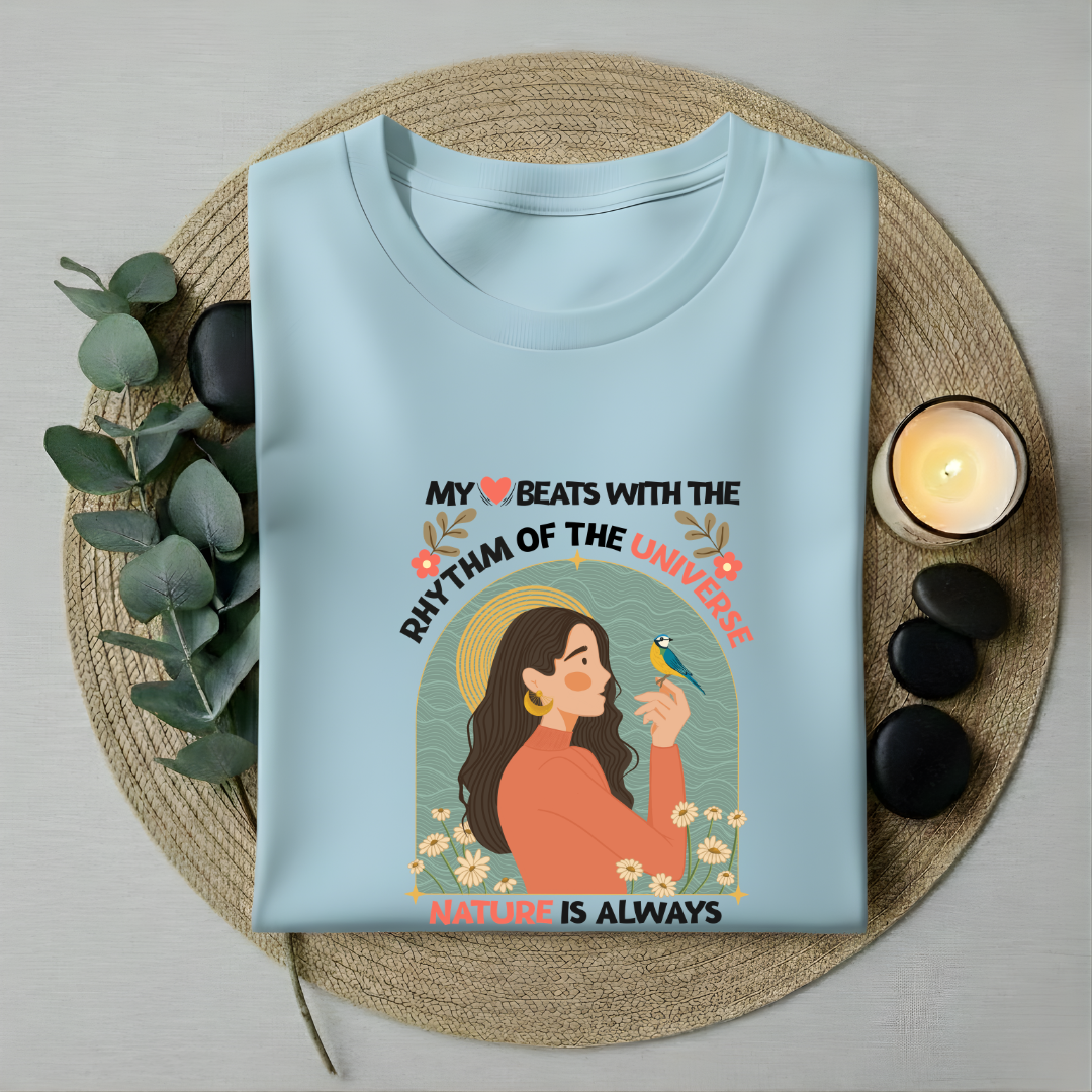 Rhythm - Girl with Bird Artistic Graphic Tee | Soulful Women's Lifestyle T-shirt