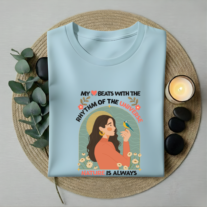 Rhythm - Girl with Bird Artistic Graphic Tee | Soulful Women's Lifestyle T-shirt