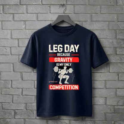 Unisex Classic Black Crew Neck Tee - Leg Day | 100% Cotton 180 GSM Gym Graphic T-shirt