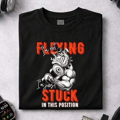 Unisex Classic Crew Tee- Funny Gym T-Shirt -FLEXING Bulldog Graphic Tee