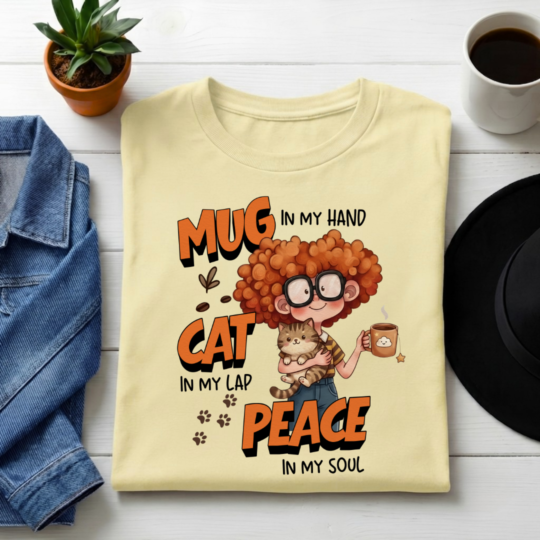 Unisex Classic Crew Tee-Cute Cat & Coffee Quote T-Shirt | Relaxed Cat Mom Graphic Tee for Women