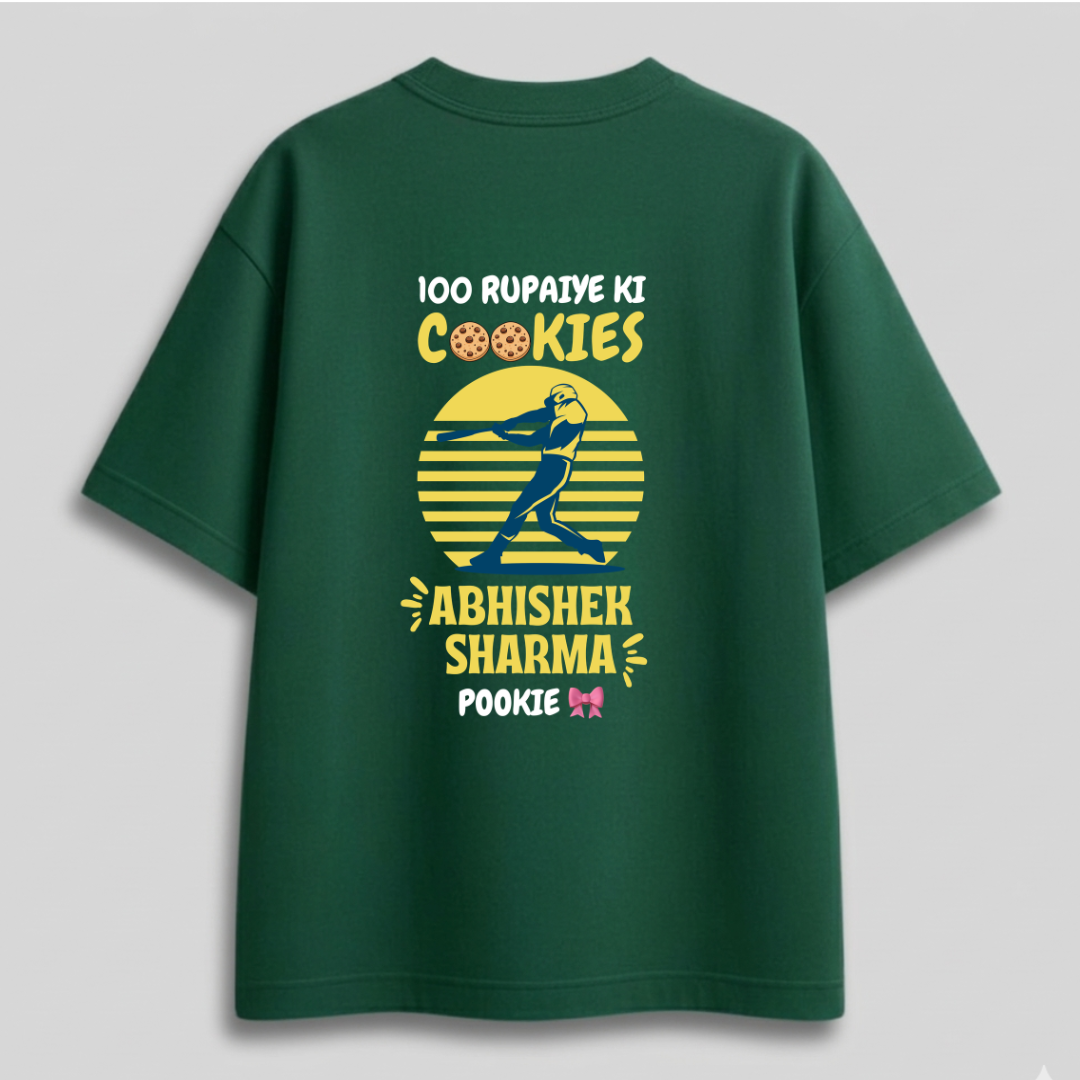 Front view of Cocoberrys Pookie edition premium cotton t-shirt for Abhishek Sharma and SRH fans, trending minimalist IPL 2026 fan gear.