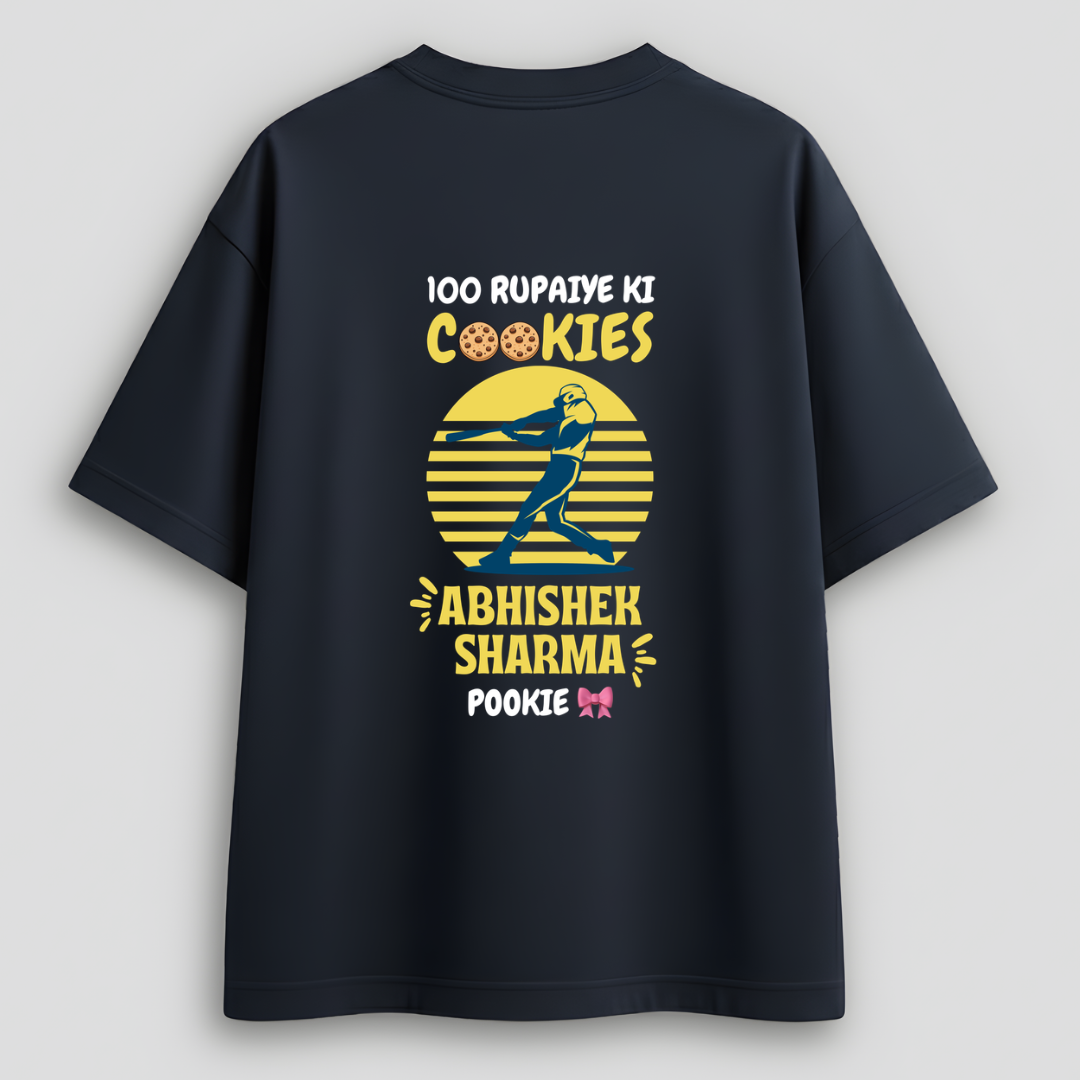 Front view of Cocoberrys Pookie edition premium cotton t-shirt for Abhishek Sharma and SRH fans, trending minimalist IPL 2026 fan gear.