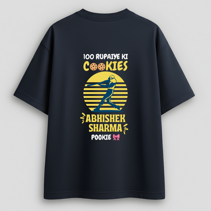 Front view of Cocoberrys Pookie edition premium cotton t-shirt for Abhishek Sharma and SRH fans, trending minimalist IPL 2026 fan gear.