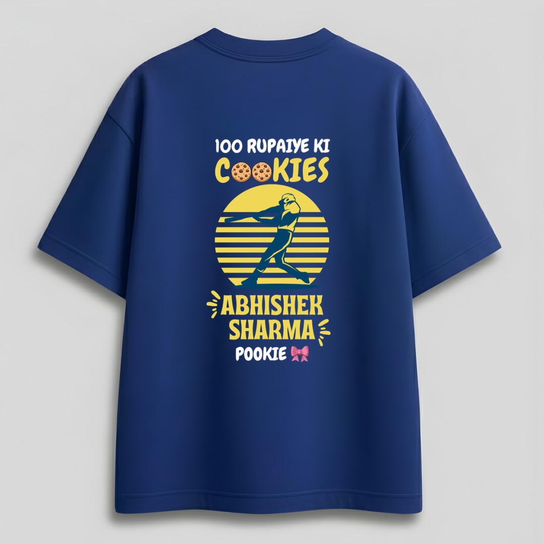 Front view of Cocoberrys Pookie edition premium cotton t-shirt for Abhishek Sharma and SRH fans, trending minimalist IPL 2026 fan gear.