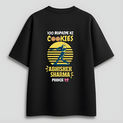 Front view of Cocoberrys Pookie edition premium cotton t-shirt for Abhishek Sharma and SRH fans, trending minimalist IPL 2026 fan gear.