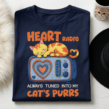 Vintage Cat Purr Radio Graphic Tee | Unisex Classic Cotton Crew tee
