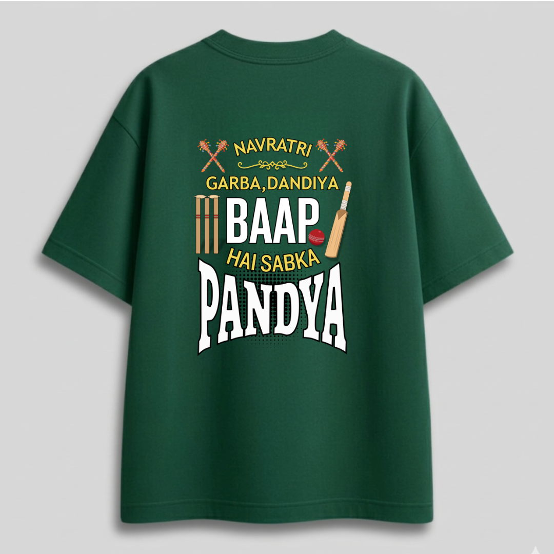 Front view of Cocoberrys Pandya edition premium cotton t-shirt for Hardik Pandya and Mumbai Indians fans, IPL 2026 captain special gear.