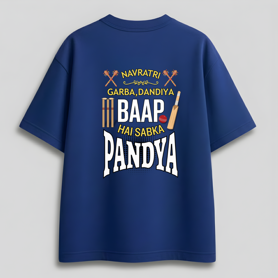 Front view of Cocoberrys Pandya edition premium cotton t-shirt for Hardik Pandya and Mumbai Indians fans, IPL 2026 captain special gear.