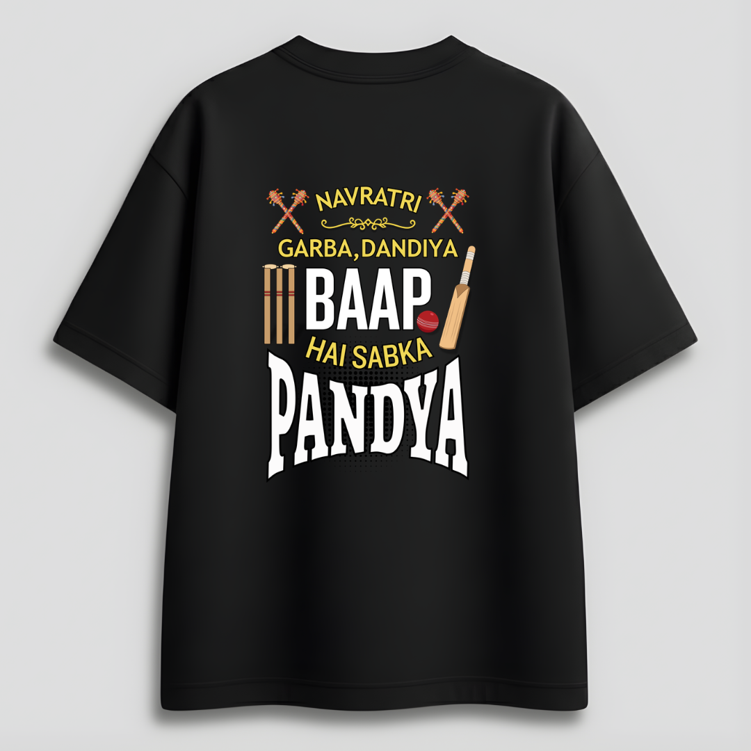 Front view of Cocoberrys Pandya edition premium cotton t-shirt for Hardik Pandya and Mumbai Indians fans, IPL 2026 captain special gear.