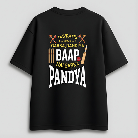 Front view of Cocoberrys Pandya edition premium cotton t-shirt for Hardik Pandya and Mumbai Indians fans, IPL 2026 captain special gear.