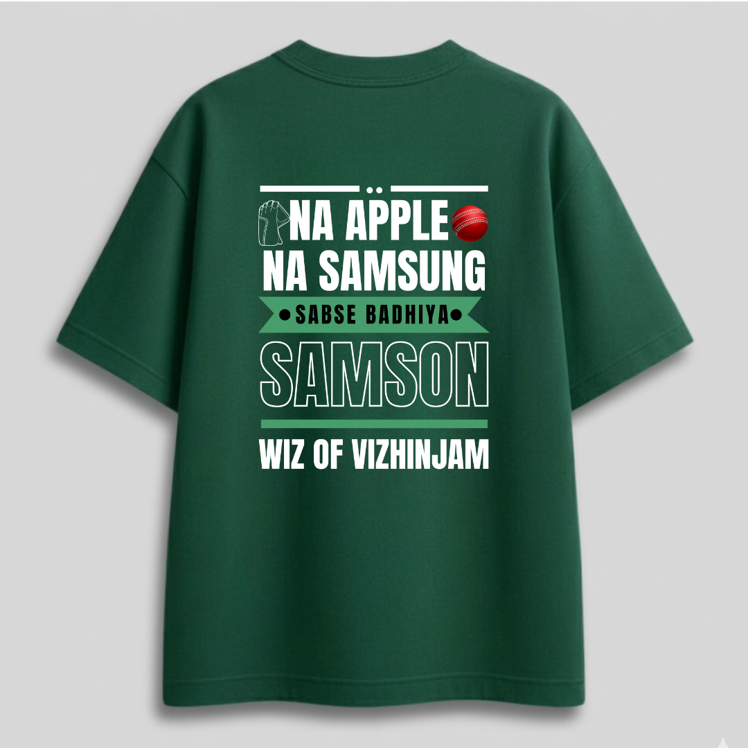 Front view of Cocoberrys Samson edition premium cotton t-shirt for Rajasthan Royals fans, official-style IPL 2026 fan gear.