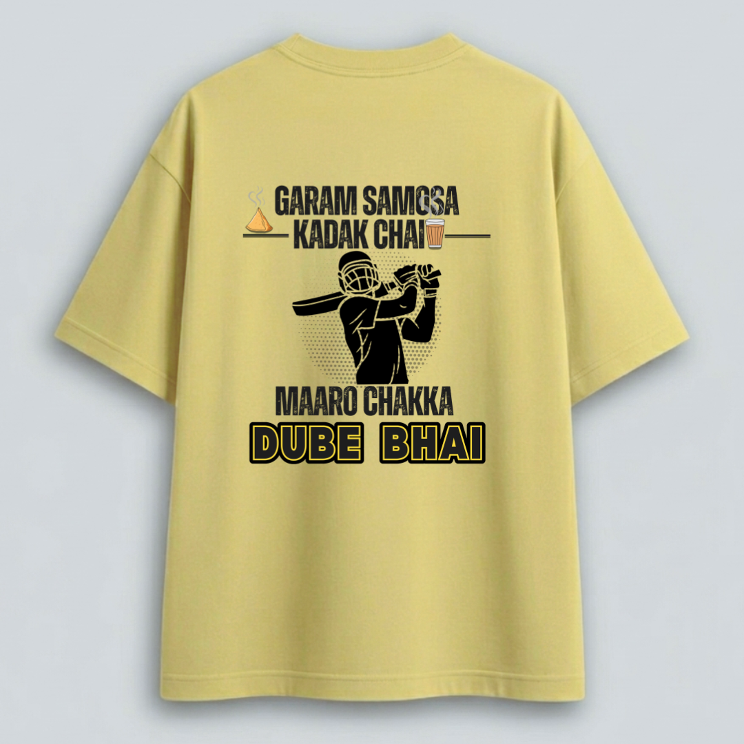 Front view of Cocoberrys Dube Bhai edition premium cotton t-shirt for Shivam Dube and CSK fans, perfect for IPL 2026 cricket season.