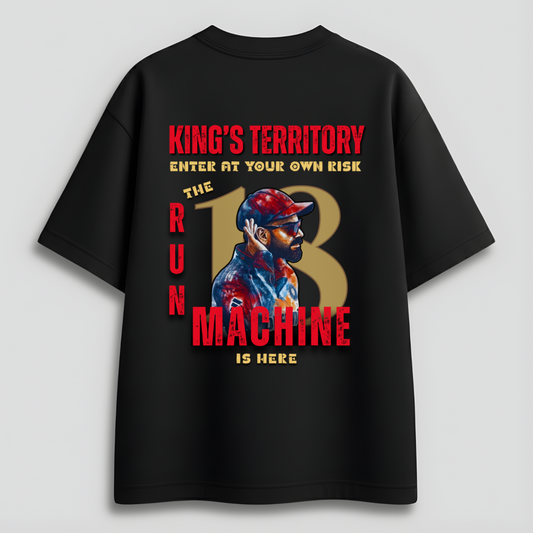 Front view of Cocoberrys King Virat Kohli inspired minimalist t-shirt for RCB fans, IPL 2026 edition.