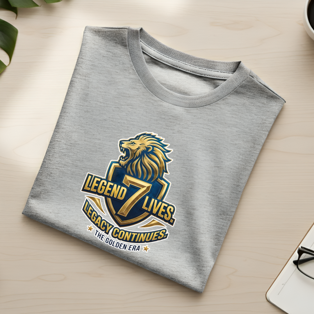 Front view of Cocoberrys Legend edition premium cotton t-shirt for MS Dhoni and CSK fans, perfect for IPL 2026 cricket matches.
