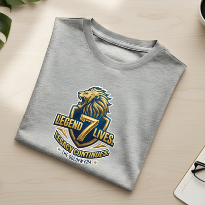 Front view of Cocoberrys Legend edition premium cotton t-shirt for MS Dhoni and CSK fans, perfect for IPL 2026 cricket matches.