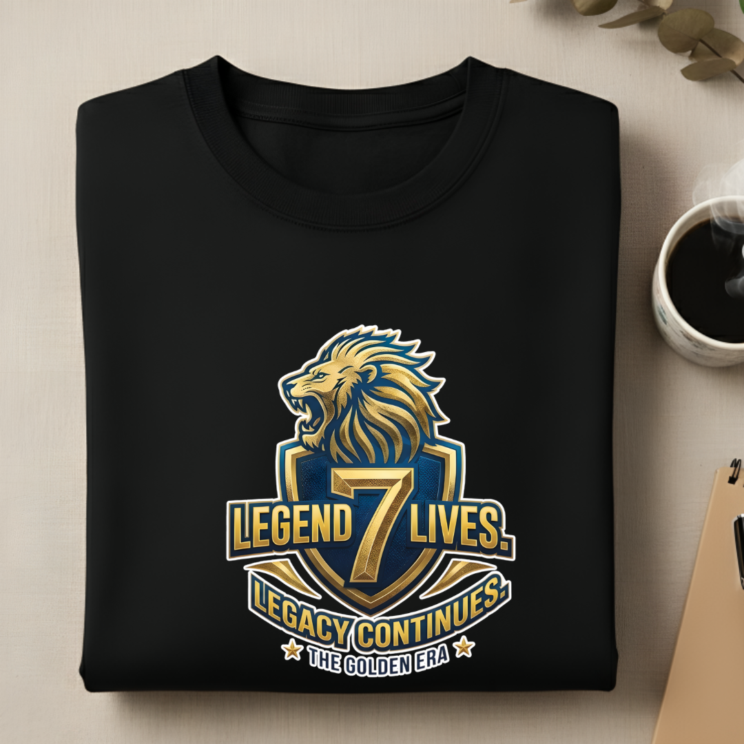 Front view of Cocoberrys Legend edition premium cotton t-shirt for MS Dhoni and CSK fans, perfect for IPL 2026 cricket matches.