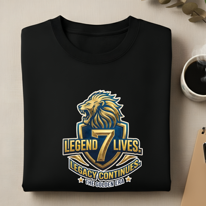 Front view of Cocoberrys Legend edition premium cotton t-shirt for MS Dhoni and CSK fans, perfect for IPL 2026 cricket matches.
